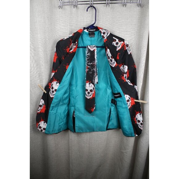 Men's Suitmeister Skull Blazer with Matching Tie Size Small - Picture 4 of 5